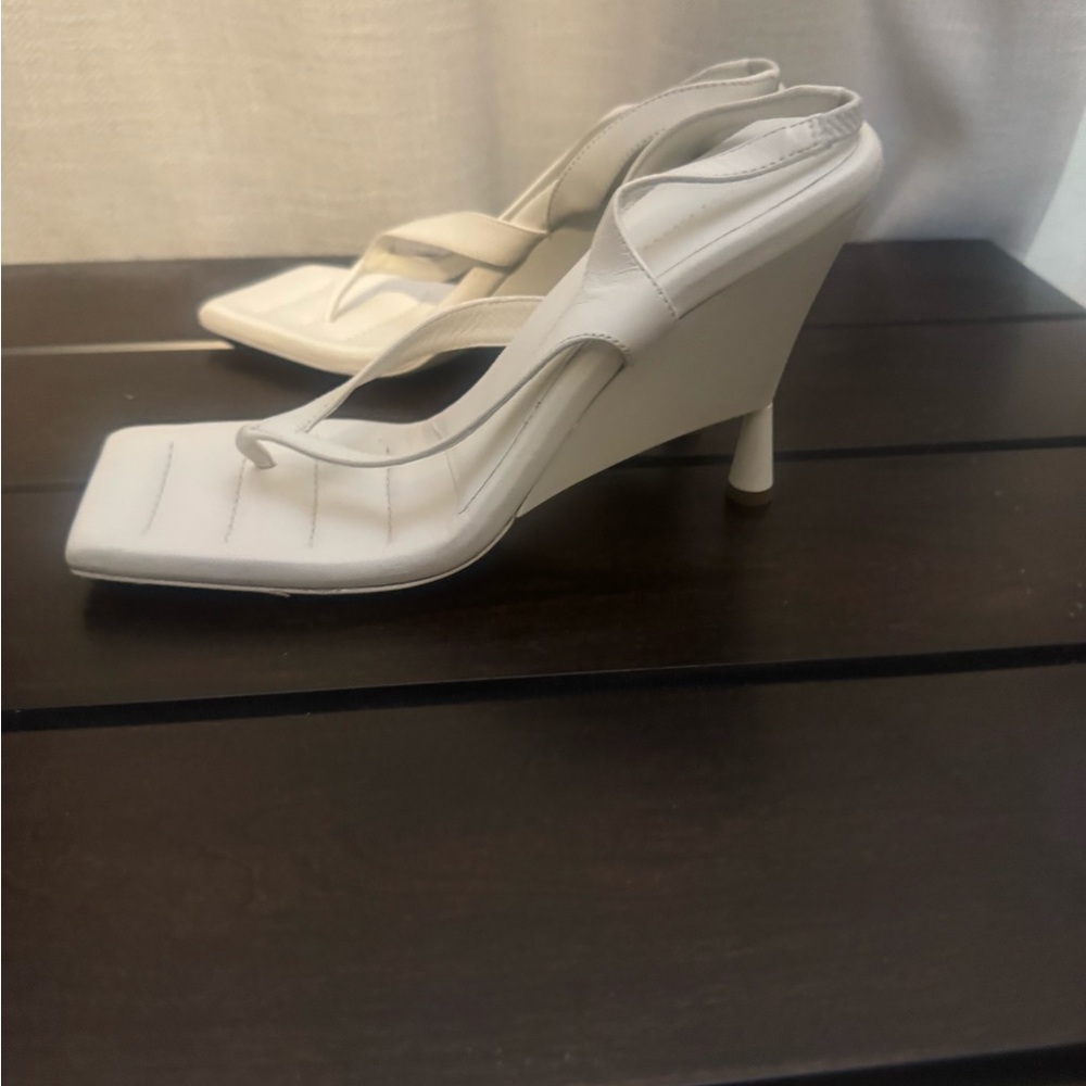 Gia Borghini Cream Wedge Sandals
